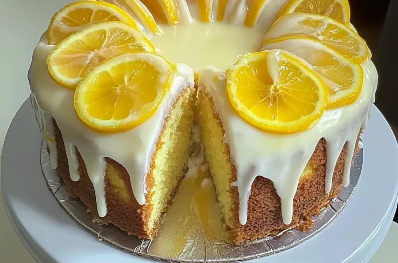 Lemon Cream Cheese Pound Cake with Candied Lemons