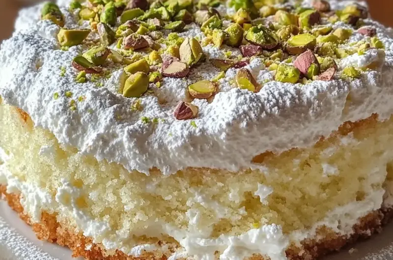 Lemon Pistachio Ricotta Cloud Cake