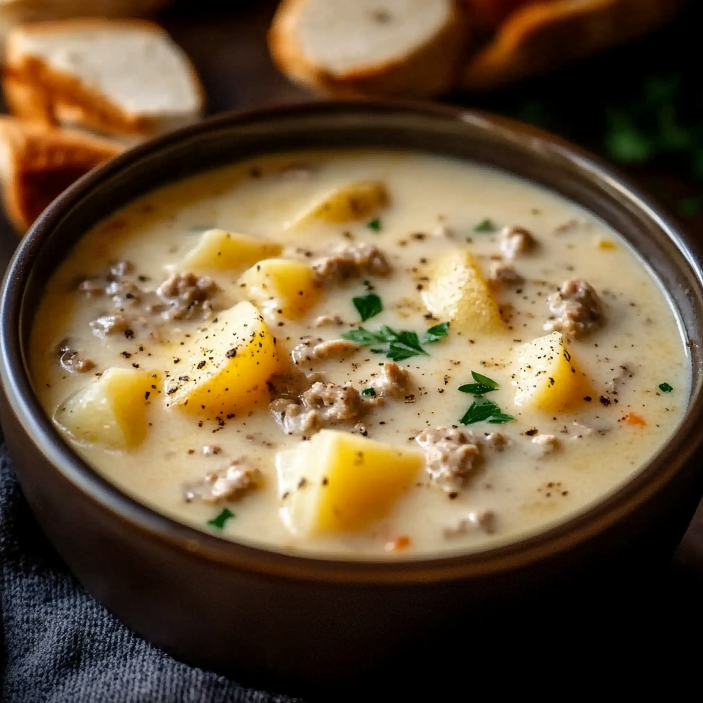 Wisconsin-Style Crockpot Creamy Potato & chicken hamburger Soup