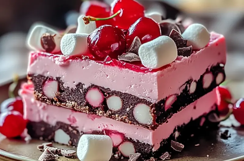 Cherry Marshmallow Fudge Bars