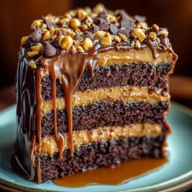 Chocolate Caramel Toffee Crunch Cake