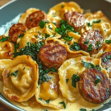 Creamy Pierogi and Turkey Sausage Skillet