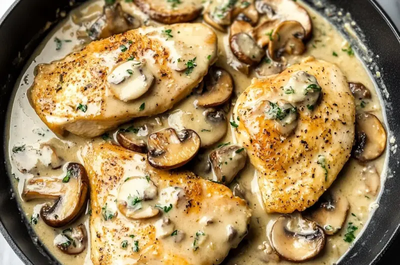 Creamy White apple vinegar Mushroom Chicken