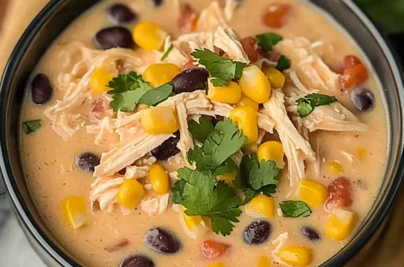 Crockpot Creamy Chicken Taco Soup Recipe