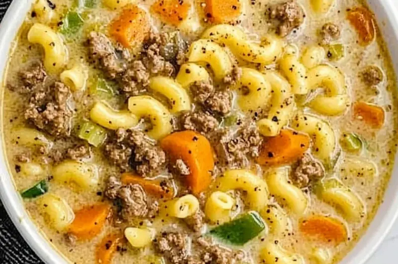 One Pot Macaroni Cheeseburger Soup